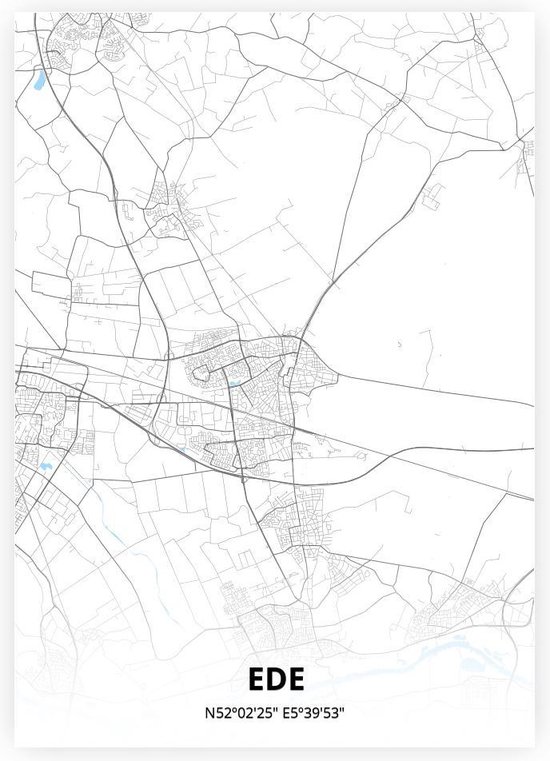 Ede plattegrond - A2 poster - Zwart blauwe stijl | bol