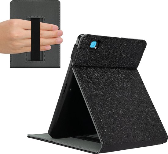 kwmobile e-reader hoesje geschikt voor Kobo Aura Edition 2 hoes - E reader flip case van kunstleer - Ereader cover met handgrip en stand - In zwart van kwmobile — afbeelding 2
