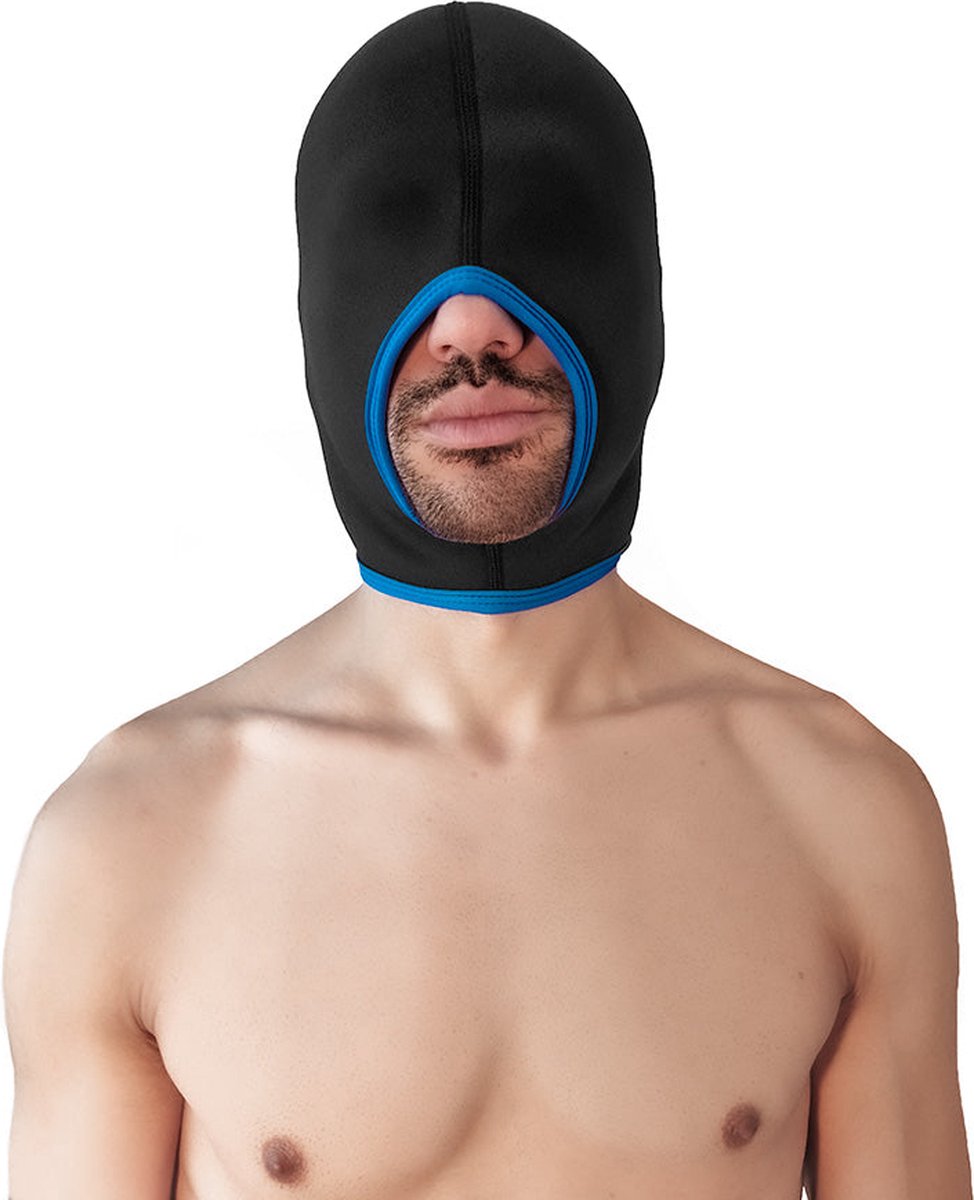 Goedkoopste Brutus - Neoprene Blind Face Fucker Hood - Zonder Oogopeningen - Zwart/Blauw