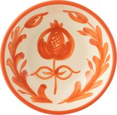 J-Line kom Granada Low - keramiek - wit/oranje - small - Ø 14 cm
