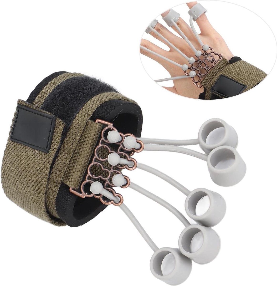 Finger Flexion Extension Trainer - Handverzorging Grip Versterker Stretch Rehabilitatie Spanband - 5 Vingers - 20 Pond .