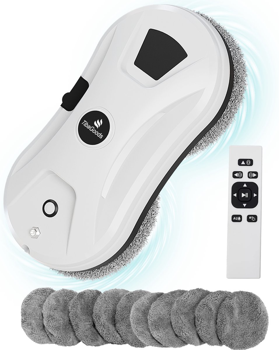 TibaGoods Robot Ruitenreiniger - Ramenwasser - Robot - Dweilrobot - Anti-val touw - Slimme waterspray - Krachtige zuigkracht - Met afstandsbediening - Incl. 10 microvezeldoeken