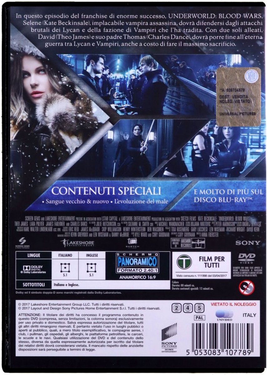 Sony Pictures Underworld - Blood Wars, DVD Italiaans thumbnail 2