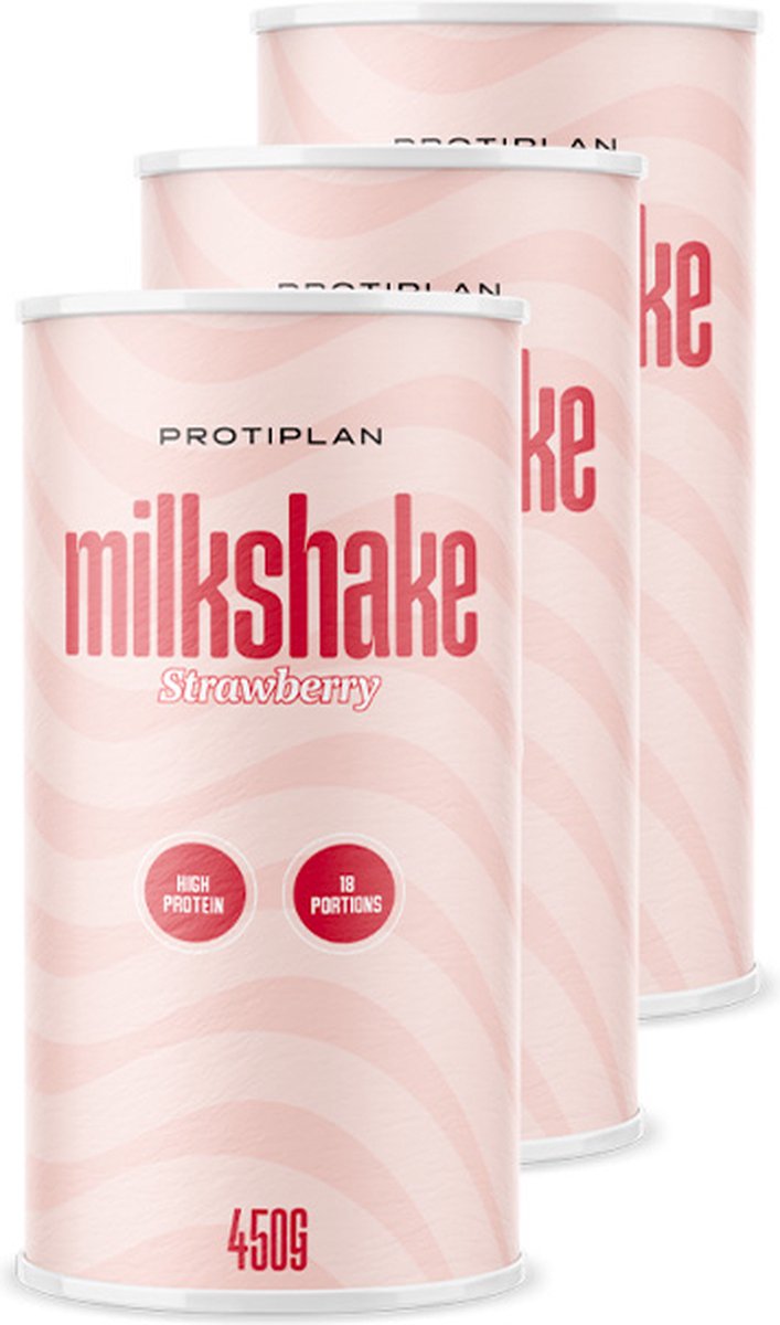 Goedkoopste Protiplan | Proteïne milkshake | Aardbei | 3 Stuks | 3 x 450 gram