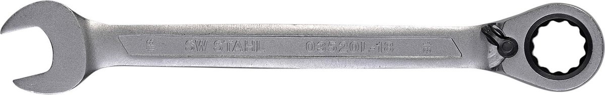 SW-Stahl 03520L-18 ringratelsleutel 18 mm met schakelhendel voor rechts- en linksdraaien I 72 tanden I steeksleutel met ringratel I ringratel steeksleutel SW 18