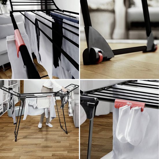 Vileda King Ultimate Droogrek (Black Edition) - Tafel Droogrek - 20 m drooglengte - XXL waslijnen