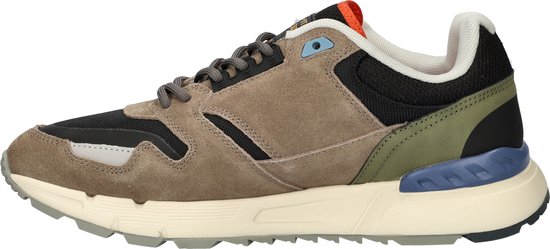Buitenzijde van de G-Star Holorn Runner in bruin suède met olijfgroen en blauwe details.