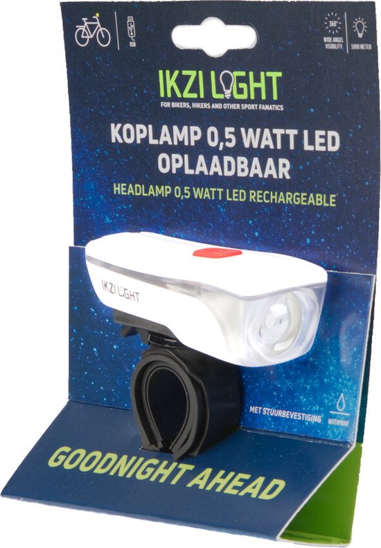 Ikzi Goodnight Ahead - Koplamp - Led - USB oplaadbaar - Wit — afbeelding 3