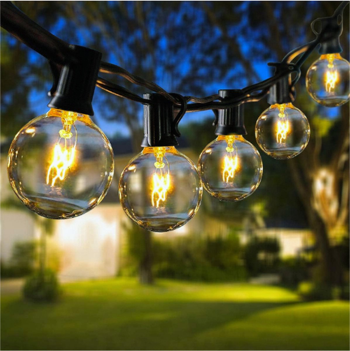 Lichtsnoer Voor Buiten 11 m 30 G40 Lampen + 5 Reservelampen Weerbestendig Balkon Lichtketting Buiten IP44 Waterdicht Voor Binnen En Buiten Tuin Terras Bruiloften Feesten