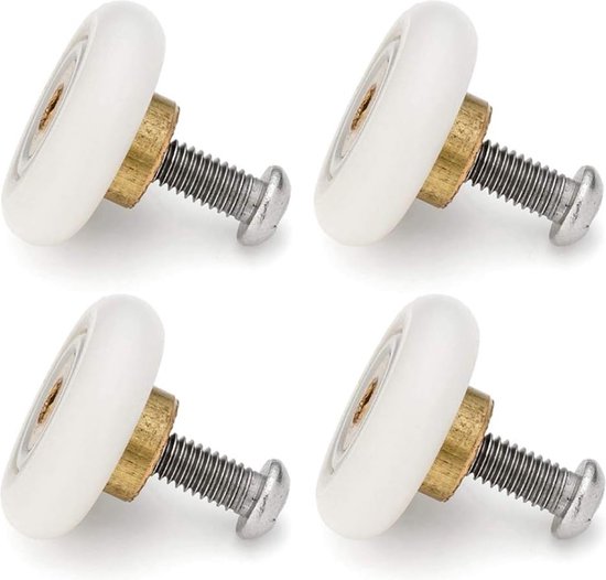 Set van 4 - vervangende douchedeurrollen, 19 mm, Badkamer glazen schuifdeur katrol-Geschikt Geschikt voor M6-schroeven, diaGeschikt Geschikt voorer: 19 mm