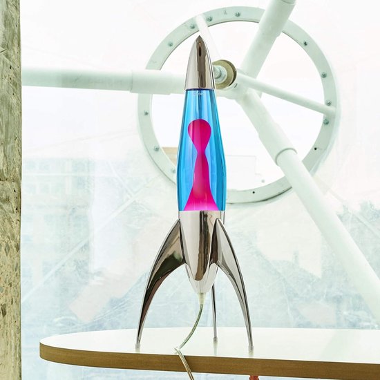 Raket Lavalamp Retro - Blauw met Roze - Sfeerverlichting & Decoratie - 50 cm Hoog van Mathmos — afbeelding 2