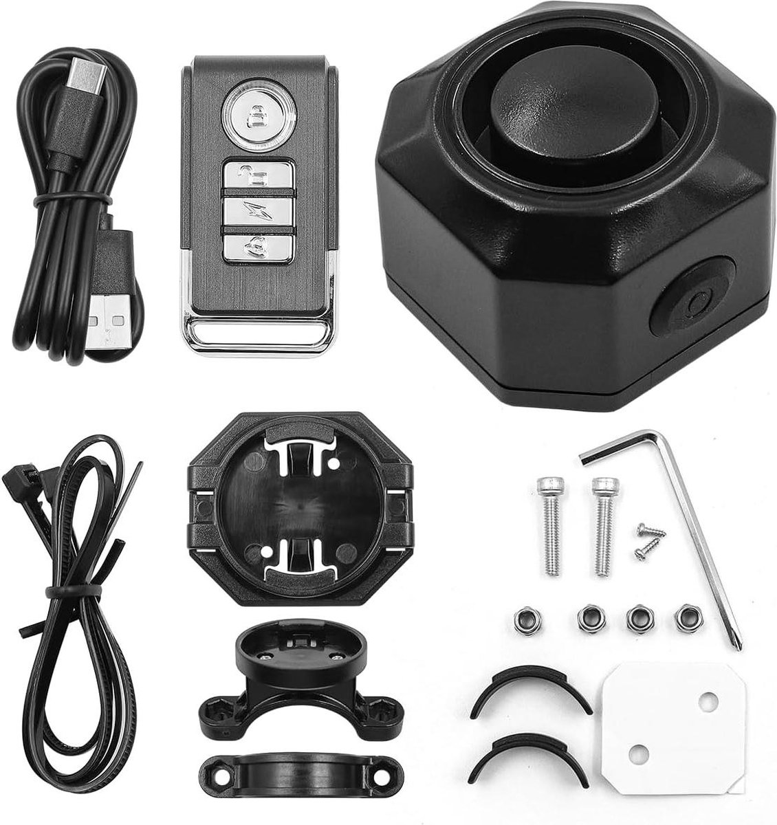 Bicycle Alarm with Remote Control USB Rechargeable Wireless Anti-Theft Vibration Alarm 110db Volume for Motorcycle Mobility Scooter Caravan