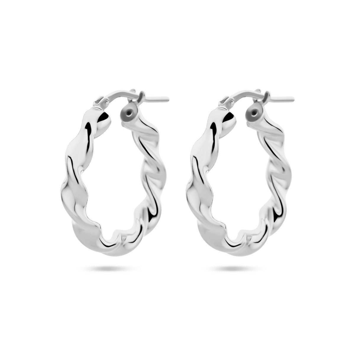 Zilver Gerhodineerd Oorringen Gedraaide Buis 1338741