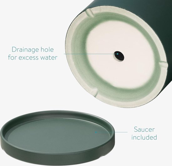 Blauwe en witte keramische plantenpotten met schotel, set van 2, 12 cm