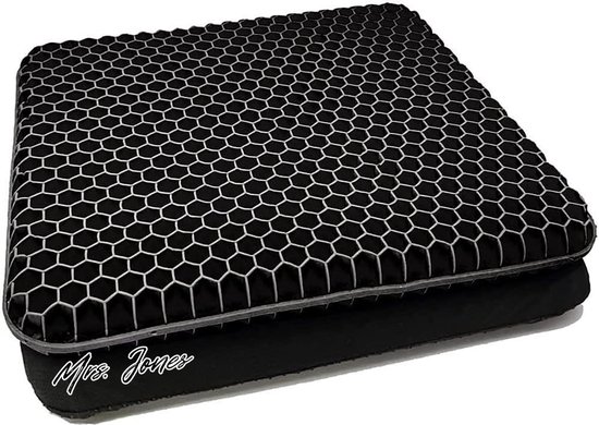 Madame Coussin de siège en gel Jones Premium Collection - Orthopédique - Antidérapant - Construction en nid d'abeille - Voiture - Bureau - Fauteuil roulant