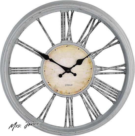 Industriële wandklok XXL grote vintage metalen klokken antieke Romeinse cijfers 85 cm stille klokken