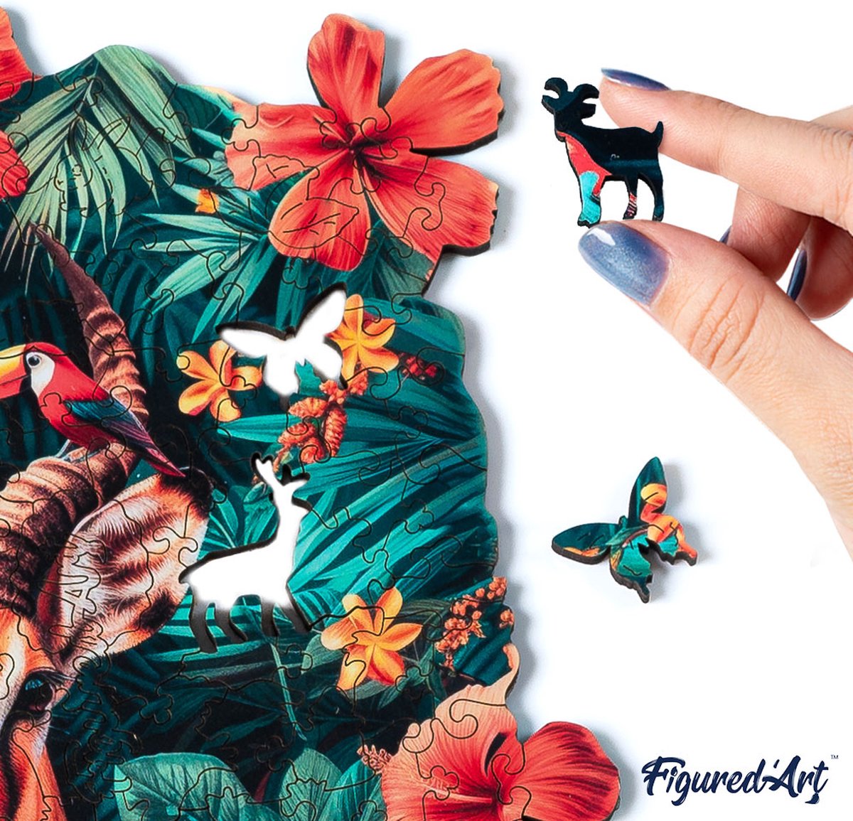 Houten Puzzel volwassenen - Vlinder en Bloemen – Figured'Art