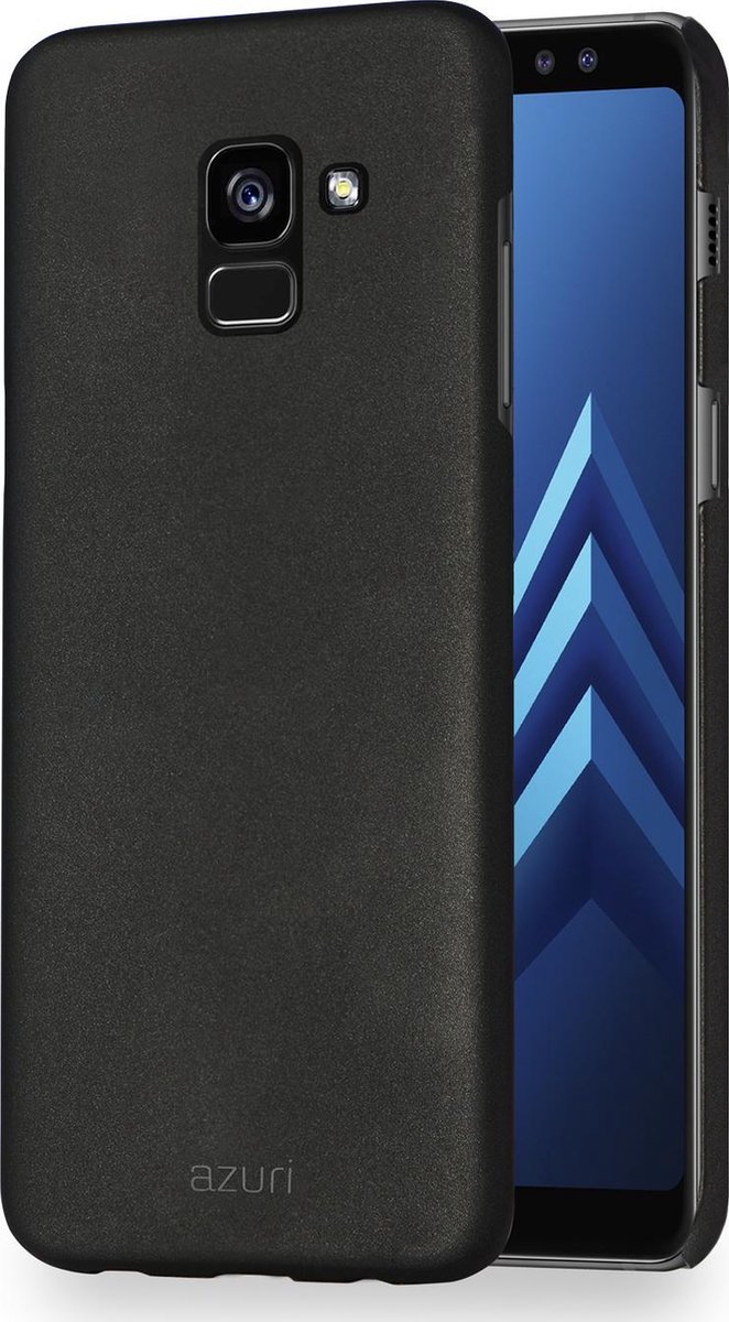 Azuri metallic hoesje met soft touch coating - Voor Samsung A8 (A530) - Zwart