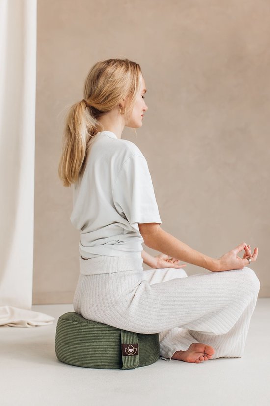 Meditatiekussen eco rib olijfgroen rond - Lotus - Yoga kussen van Merkloos — afbeelding 4