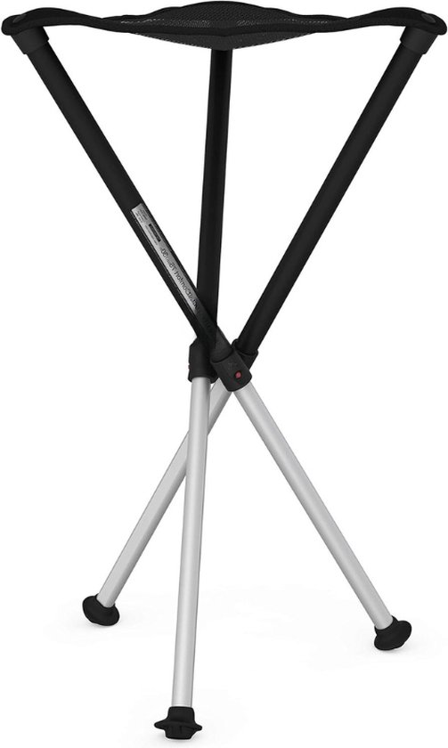 Walkstool - Model Comfort - Zwart En Zilver - 3-potige Klapkruk Van Aluminium   Zithoogte 45 Cm   Vouwkruk Opvouwbaar  Belastbaar Met 200 Kg   Gemaakt In Zweden
