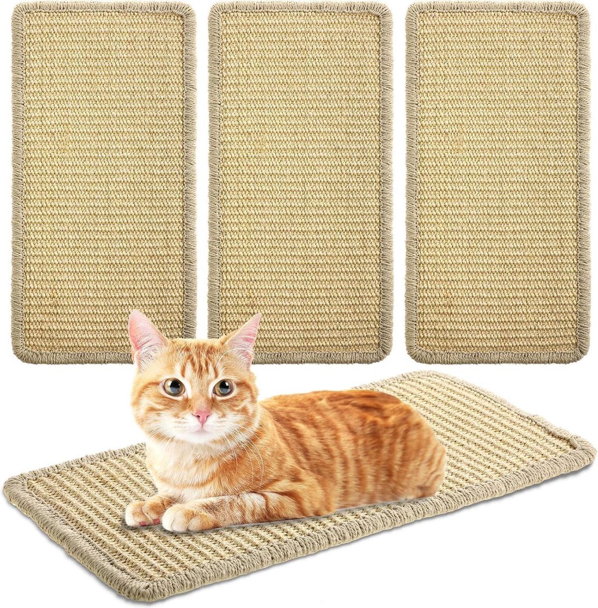 BREANIFULL Krabplanken, 3 stuks, sisal, krabmat, kattenwand, 40 x 20 cm