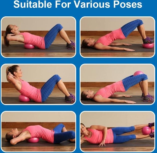 Hop-Sport Pilatesbal 25 Cm - Zachte En Compacte Oefenbal Met Opblaasbaar Rietje Perfect Voor Yoga Pilates En Fitness Roze