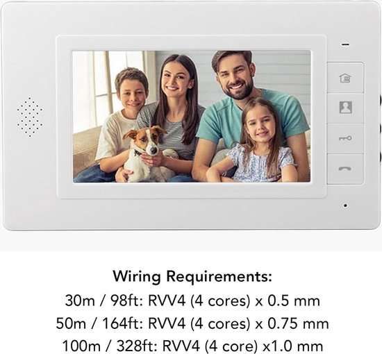 Bekabeld Video-intercomsysteem Dubbele 7-inch LCD-monitor Nachtzicht Deur Ontgrendelen - Villa Home Apartment . — afbeelding 4
