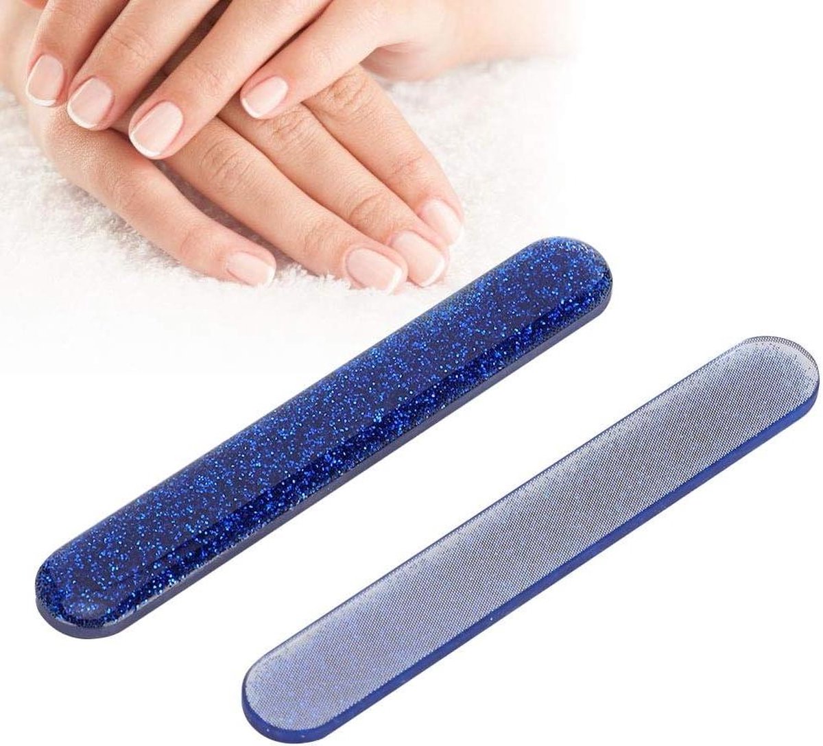 Goedkoopste 2 Pack Kristalglas Nagelvijl Set - Professionele Nanoglas Nagelvijl - Draagbare Glazen Nagelvijl - Nail Art Polijstvijl - Nagelvijlen en Buffer - Nail Art Polijstvijl (blauw) .