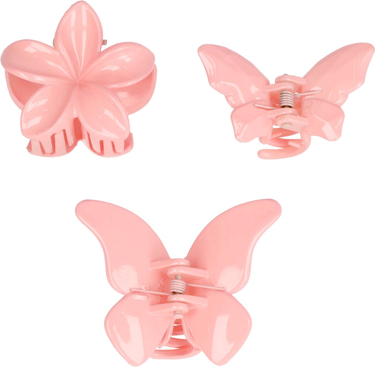 Haarsoires Haarspeld Haarklemmen 4 cm – Bloemvorm & Vlindervorm – Roze – Set van 3 - Haarclip Klem - Hair Claw - voor Opsteken Haar - Hair Clip - Decoratieve Haaraccessoire