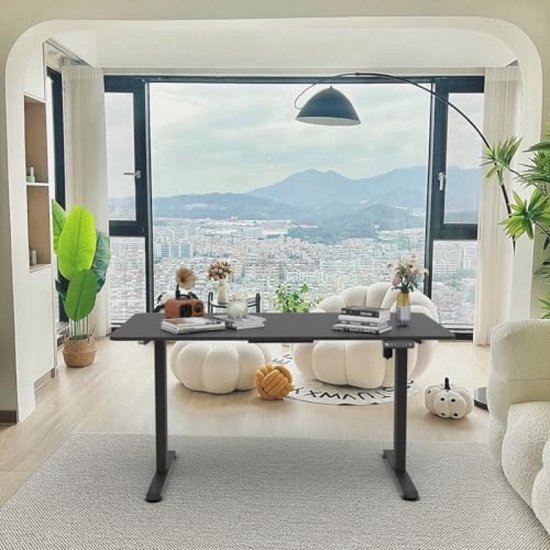 Homall 120 x 60 cm, in hoogte verstelbaar, elektrisch bureau, traploos in hoogte verstelbare tafel met vierdelig tafelblad, ergonomische computertafel voor kantoor met geheugenfunctie