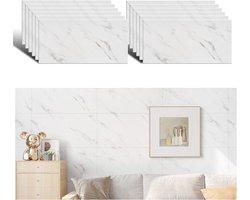Zelfklevende Marmerlook Tegelstickers - Witte Vinyl Wanddecoratie voor Keuken en Badkamer, 60x30 cm, 12 Stuks