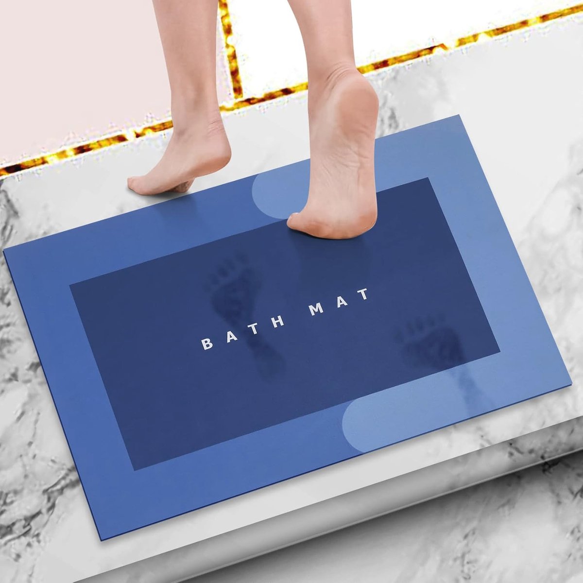 Antislip Badmat Blauw 40 x 60 cm - Absorberend en Wasbaar voor Badkamer