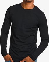 Boru Bamboo 2-pack heren shirt lange mouw - Bamboe ondershirts met ronde hals - Aansluitend - Zwart / XL