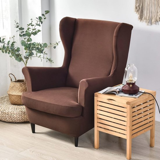 Stoelhoezen 2-delige Stretch Luxe Fluwelen Vleugel Stoelhoes Voor Fauteuil, Wasbare Fauteuils Hoes Meubelbeschermer Voor Woonkamer Slaapkamer Hotel