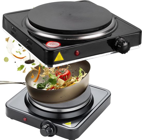 Single Hob Electric Stove for Kitchen or Camping - Temperature Setting Portable Stove for Office or Outdoor Use - 1000 W Black — afbeelding 4