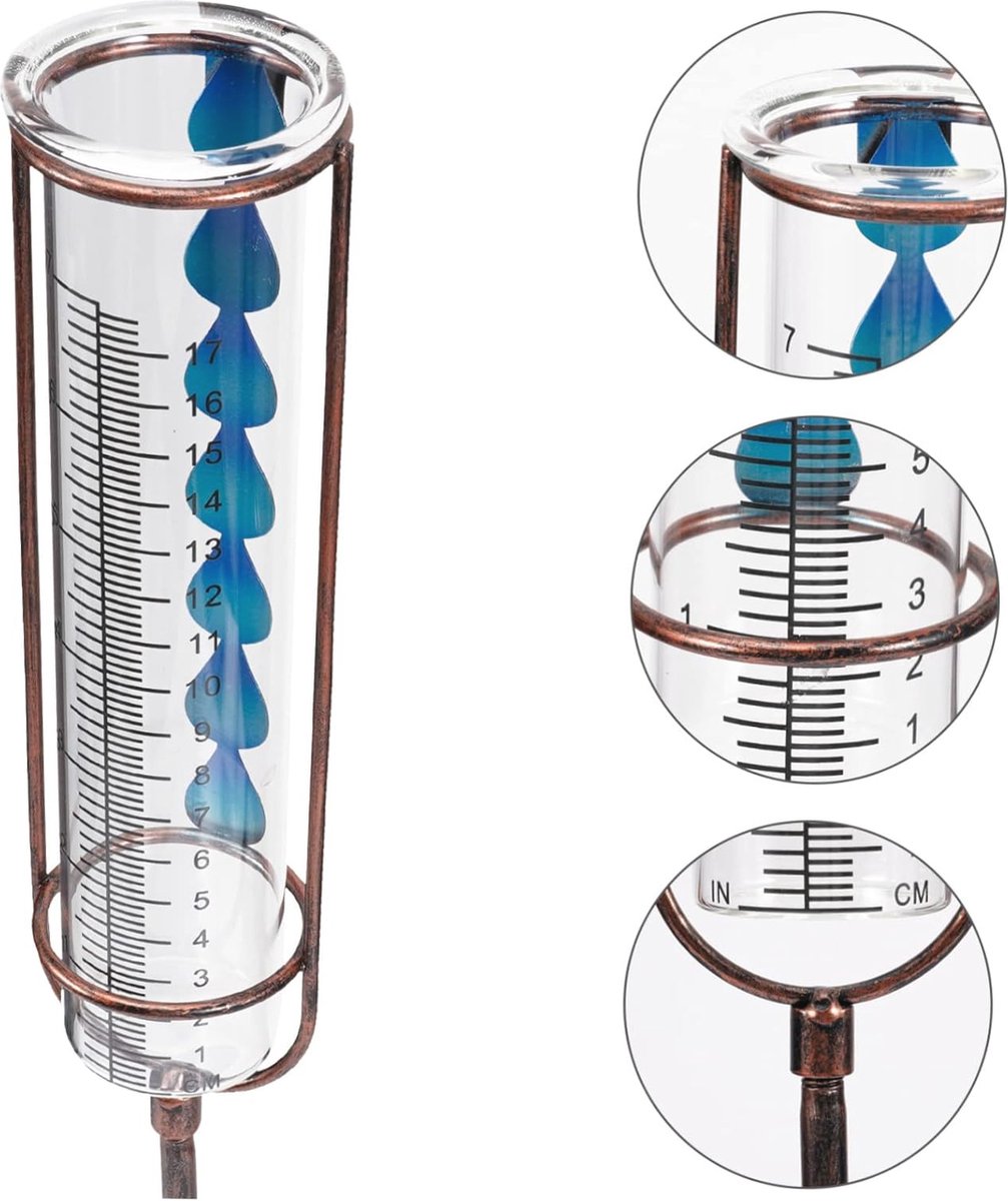 IJzeren Glazen Regenmeter voor Buiten - Decoratieve Neerslagmeter voor Tuin
