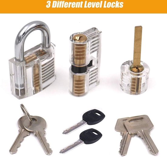 Loboo Idea Transparant oefenhangslot en draagbaar opvouwbaar snelopener lockpick tool voor lockpicking, beginnende en professionele slotenmakers