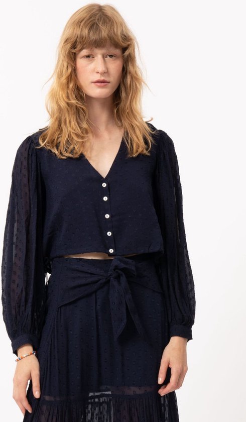 Blouse courte bleu foncé Nydia - FRNCH
