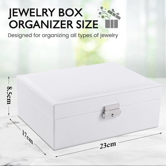 Boîte à bijoux à 2 niveaux pour femme – Étanche, verrouillable, parfaite pour les bagues et les colliers.