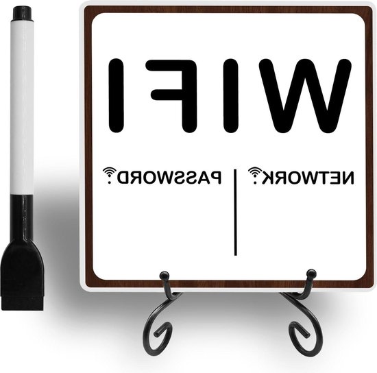 WiFi-wachtwoordbord, houten wifi-bord voor gasten met markeerstift