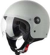 VINZ Duoro Jet Casque avec Visière / Casque de Scooter / Casque de Scooter Moustache - Grijs Mat