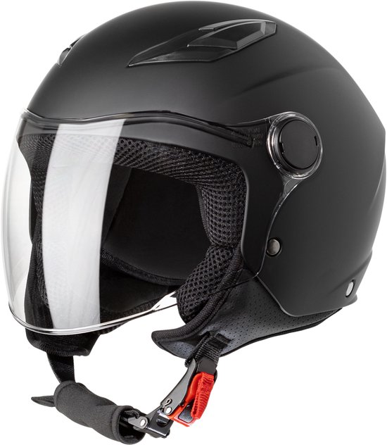 VINZ Duoro Casque Jet Avec Visière / Casque De Scooter / Casque De Scooter Casque De Scooter Moustache Bleu Fonce