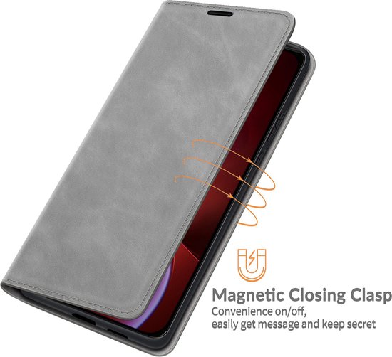 Coque iPhone 13 Pro - Bookcase portefeuille de Luxe (fermeture magnétique) - Grijs - Étui pour téléphone portable - Étui de téléphone Convient pour : iPhone 13 Pro