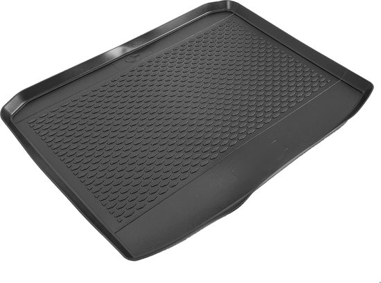 Tapis de coffre en caoutchouc TPE noir pour Volkswagen Taigo, avec rebord surélevé et antidérapant.