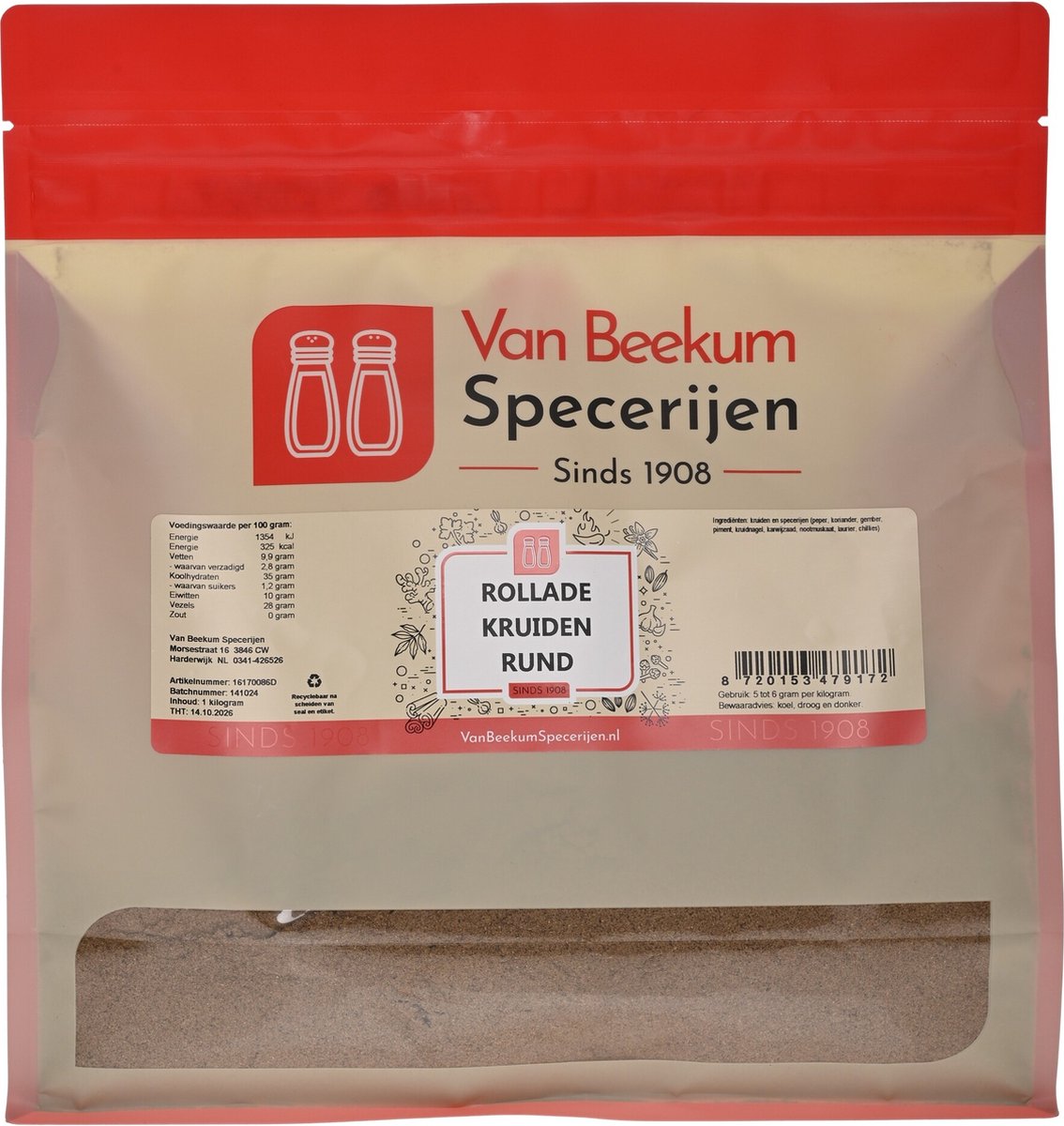 Van Beekum Specerijen - Rollade Kruiden Rund - 1 KG (hersluitbare stazak)