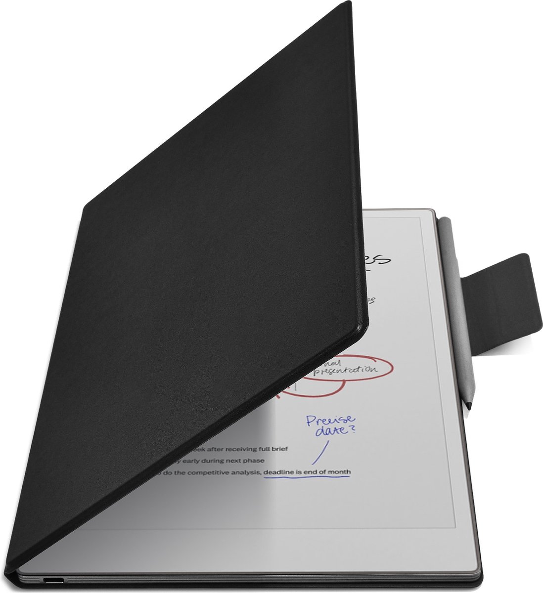 ZhaoCo Hoes voor reMarkable Paper Pro Tablet 11.8 inch 2024, PU Leder Slanke Lichtgewicht Book Folio Stand Cover Beschermende Magnetische Hoes - Zwart