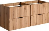 Meuble suspendu rayé sous vasque - Naturel clair - L120 cm - ZEVARA L 120 cm x H 57 cm x P 46 cm
