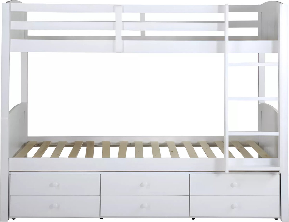 Vente-unique Stapelbed hout wit 90 x 190 cm