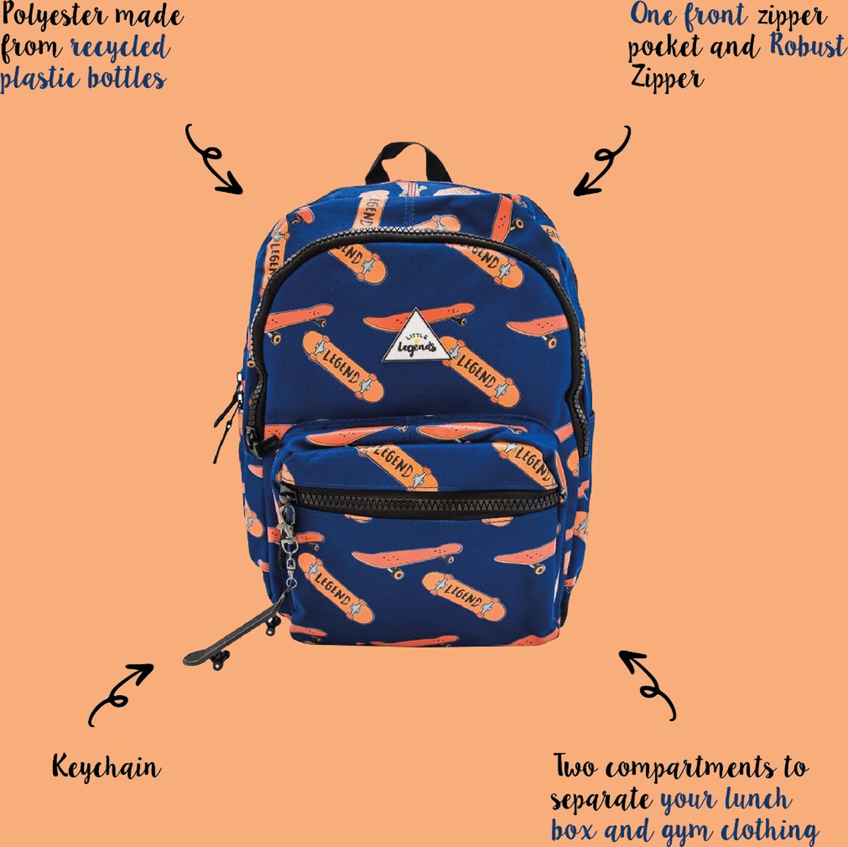 LITTLE LEGENDS BACKPACK L SKATEBOARD — afbeelding 7
