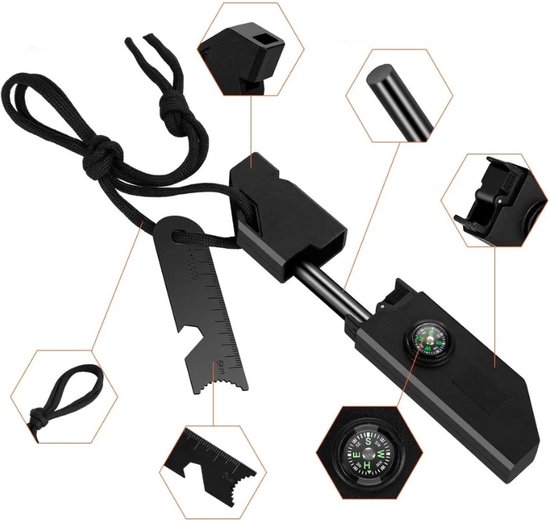 6-in-1 survival tool met vuurstarter